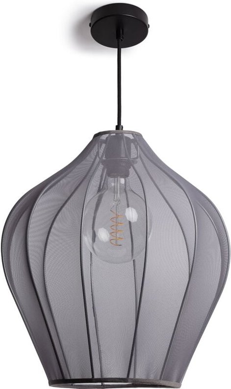 Efectoled - Pendelleuchte aus Metall und Stoff Ø400 mm Yara Rauchgrau