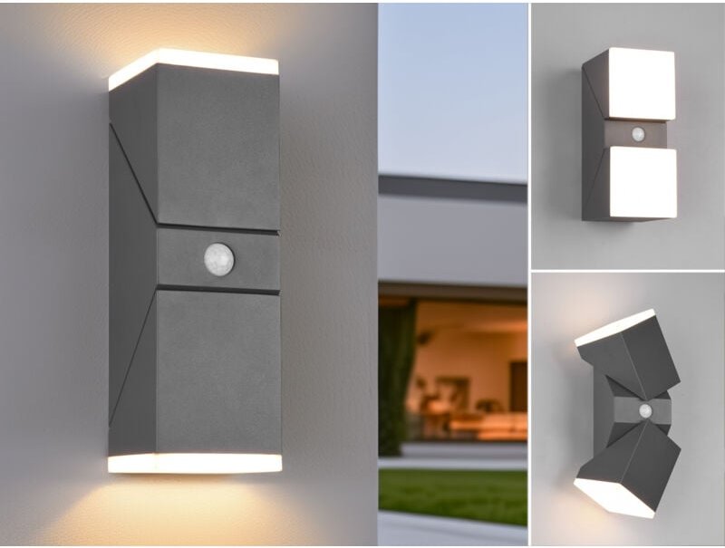 Schwenkbare led Außenwandleuchte avon mit Bewegungsmelder, h: 28cm