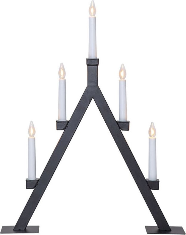 Star Trading - Kerzenleuchter ,Oliver' aus Metall, 5-flammig, E10 Leuchtmittel, schwarz, h 55cm, b 44cm