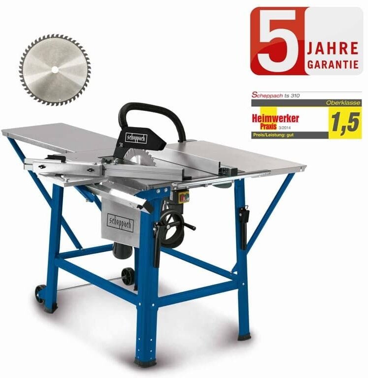 Scheppach - Tischkreissäge TS310 400V - 83mm Schnitthöhe Schiebeschlitten 2. Blatt + Verbreiterung