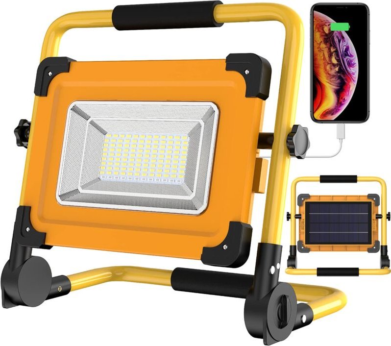 Thumbnail - 100 w wiederaufladbarer Solar-LED-Baustrahler, 120 LED-Arbeitsleuchte, 12000 mAh wasserdichter Akku, USB-Powerbank für A...