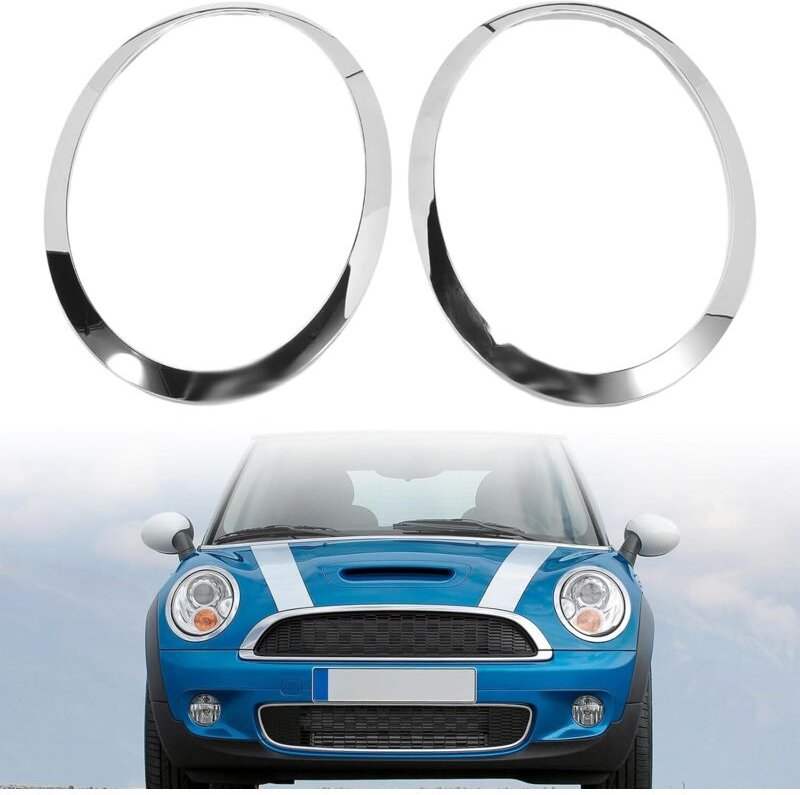 Passend für 2 Stück Ersatz-Scheinwerferzierringe für BMW MINI COOPER R55 R56 R57 R58 R59 2007-2015, Frontscheinwerferrah...