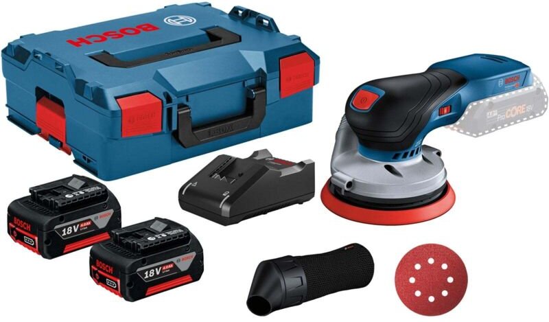 Akku-Exzenterschleifer gex 18V-125 / 2x 4,0 Ah Akku + Ladegerät in L-Boxx - Bosch