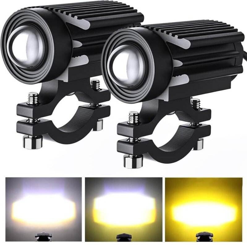 Stück 25 W 6000 LM Motorrad-LED-Nebellicht 6000 K/3000 K Bernstein/Gelb Weiß Zweifarbige LED-Nebellampe für Motorrad-LKW...