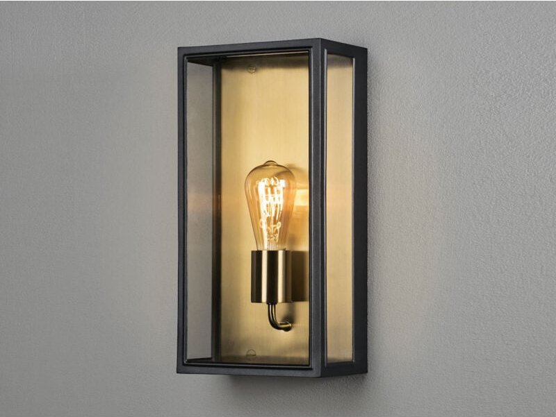 Konstsmide Lighting - Große Außenwandlaterne carpi Schwarz-Messing mit Klarglas, Höhe 40cm
