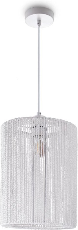 Paco Home Pendelleuchte Esstisch Papier Boho Hängelampe Esszimmer Lampe E27 Rattan Pendelleuchte - Weiß, Weiß (Ø25cm)