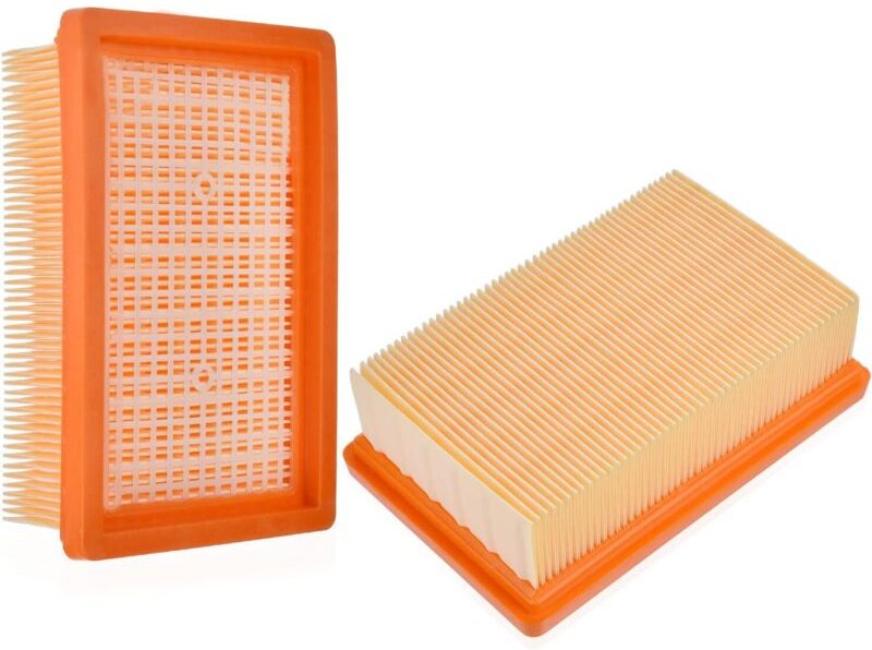 Packung mit 2 flachen Faltenfiltern für Kärcher WD4/WD5/WD6/MV4/MV5/MV6 Staubsauger-Ersatzfilter - Sollbry
