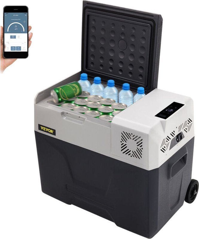 VEVOR 40L Autokühlschrank Kompressorkühlbox Edelstahl Urlaub Isolierbox Mini Kühlschrank Kühlbox Auto und Steckdose