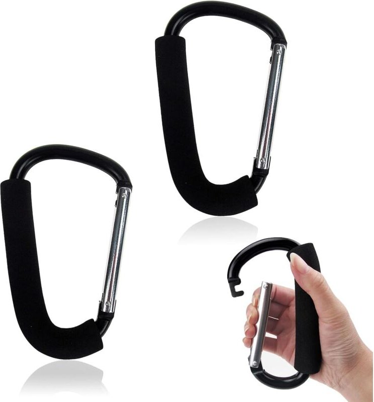 Set mit 2 großen schwarzen Metallcliphaken aus Aluminiumlegierung mit Federmechanismus, 16 x 10 cm, zum Befestigen von E...