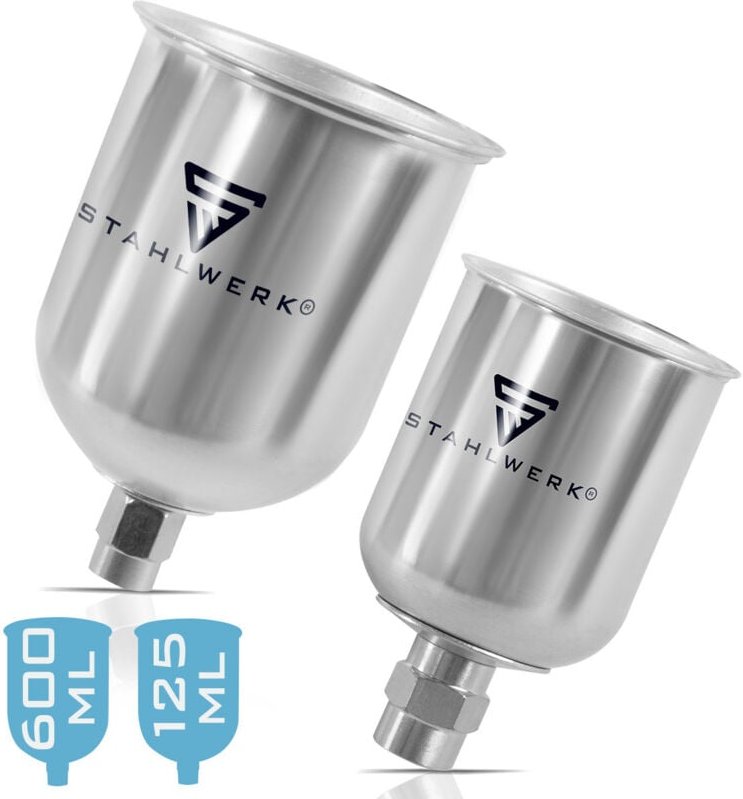 Stahlwerk - Alu Lackierbecher Set / Fließbecher 125 ml und 600 ml Farbbecher