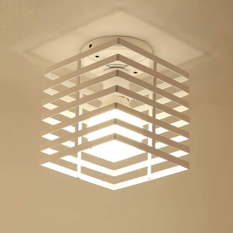 Axhup - Deckenleuchte, Vintage Deckenbeleuchtung mit Metallschwarz Käfig, Bündige Berg Art Leuchter Eisen für Innen Wohn...