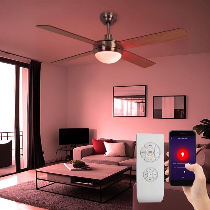 Deckenventilator mit Fernbedienung led Deckenlampe dimmbar Wohnzimmerlampe, App-Steuerung rgb Farbwechsel, 3 Stufen, Vor...