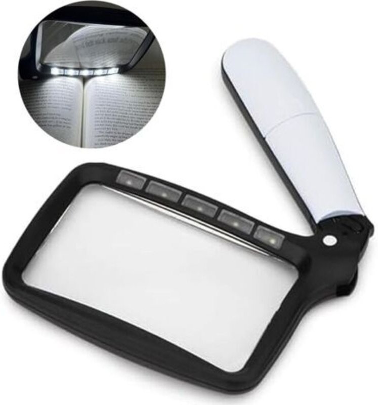 Faltbare Taschenlupe mit Licht, große rechteckige Leselupe mit dimmbaren LEDs, geeignet für ältere Menschen zum Lesen vo...