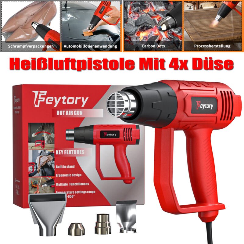Thumbnail - Dayplus - Heißluftpistole Heißluftfön 2-Temp Heißluftgebläse inkl. 4 Düsen 2000 Watt Gun