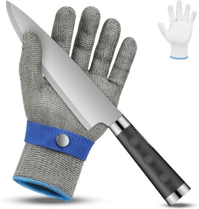 Schnittfeste Handschuhe der Stufe 9 - Schnittfeste Handschuhe aus Edelstahl - Täglicher Schnittschutz - Zum Filetieren, ...
