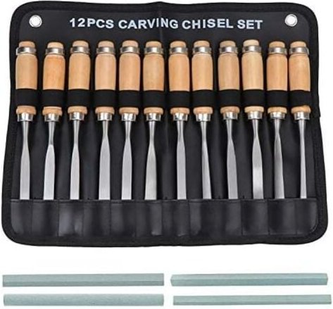 Thumbnail - Fitags - 12-in-1-Holzschnitz-Handmeißel-Set, Holzbearbeitungsmeißel-Werkzeug, 1 Stück