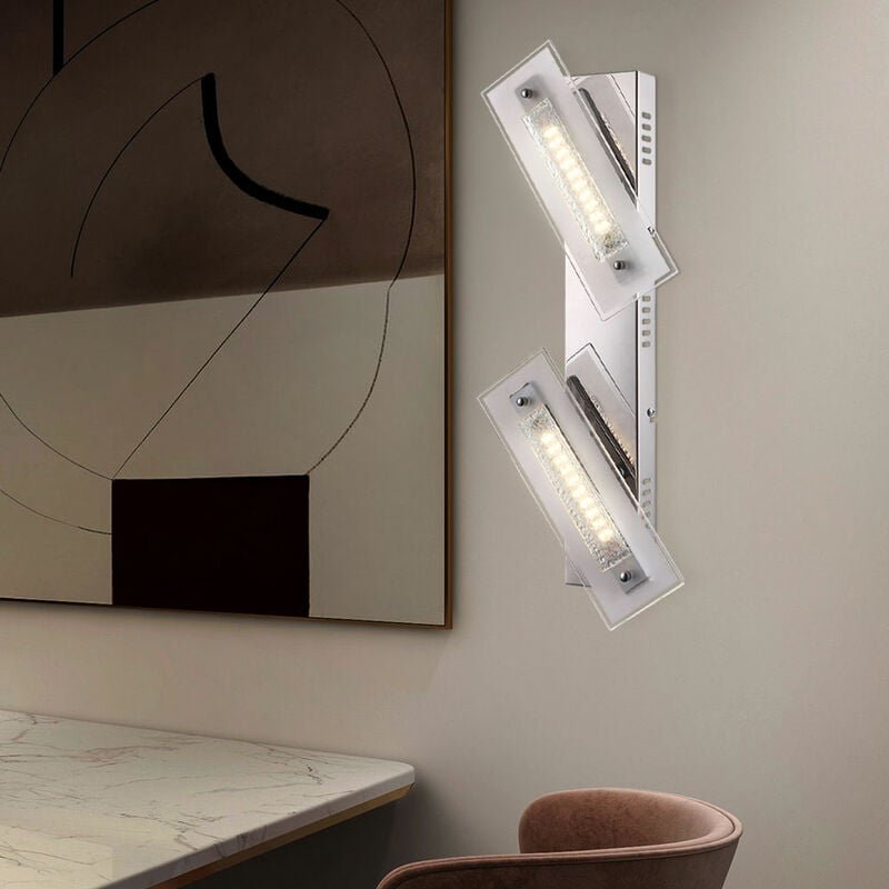 Wandleuchte Kristall Wandlampe led 2 flammig Wandleuchte Kristall Glas satiniert, 1x led 3000K, LxBxT 49x8x11,5 cm