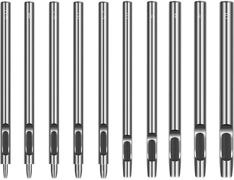 10-teiliges Locherset für Leder, Hohllocher für Leder, Rundlocher aus Stahl für Leder, Uhrenarmbänder, Canvas, Ösen