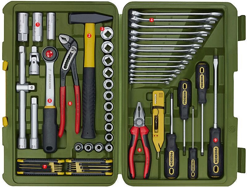 PROXXON PKW- und Universalwerkzeugkoffer, 47-teilig im hochwertigem Koffer