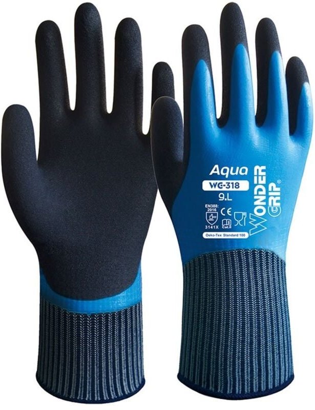 Wasserdichter Arbeitshandschuh WONDER GRIP AQUA WG-318 Latex Nylon 10/XL