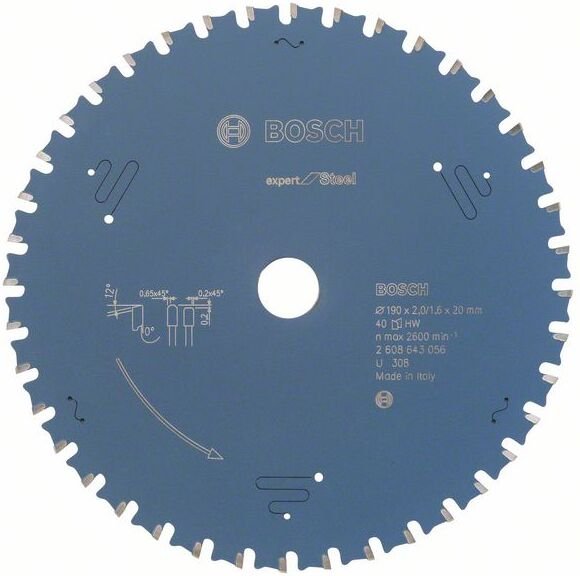 Kreissägeblatt Expert for Steel 190 x 20 x 2,0 mm, 40 Zähne - Bosch