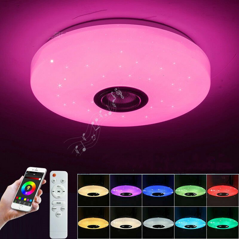 36 W 108 LED Bluetooth Musik Deckenleuchte dimmbar (Warmweiß, Weiß, RGB) Acryllampe mit Fernbedienung, Durchmesser 33 cm...