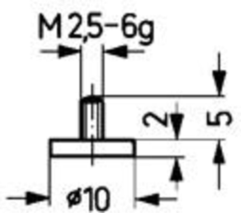 Messeinsatz ø 10 mm plan M2,5 Stahl passend zu Messuhren