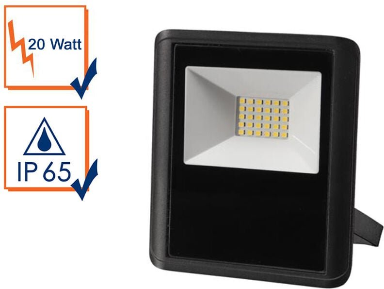 LED-AUßENSTRAHLER - 20 w - NEUTRALWEIß - schwarzes gehäuse