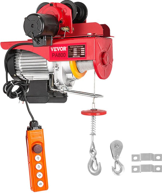 VEVOR Elektrischer Kettenzug, 1300 W Elektrischer Flaschenzug, 800 kg Kapazität des Doppelkabels Hebezug Kettenaufzug au...