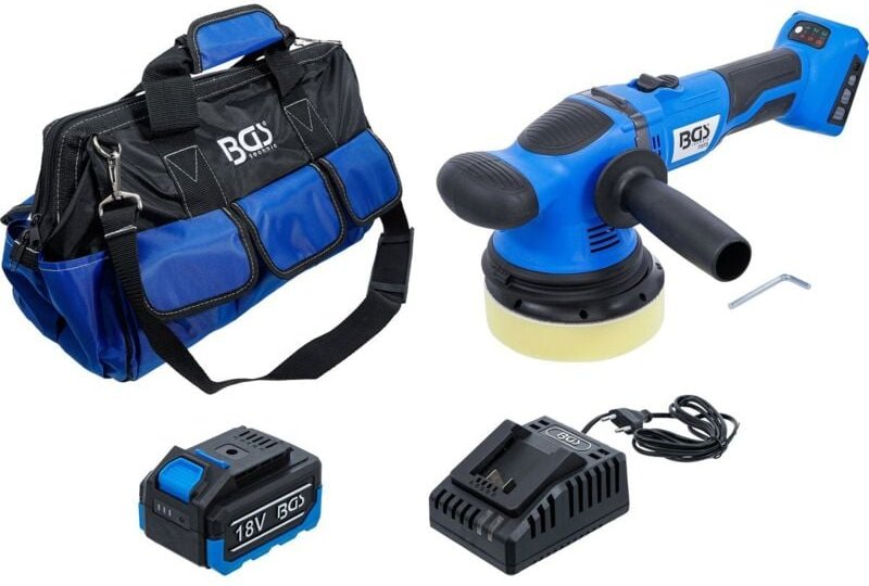 BGS 7394 Akku-Exzenter-Poliermaschinen-Satz, bürst enlos, 18 V, mit Akku und Schnell-Ladegerät