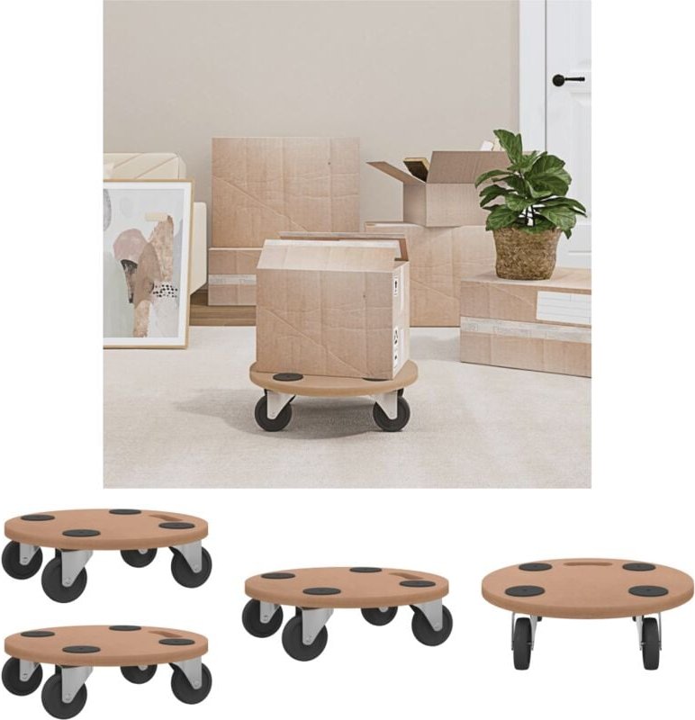 The Living Store - Rollbretter 2 Stk. Rund Holzwerkstoff - Paletten & Ladeflächen - Braun