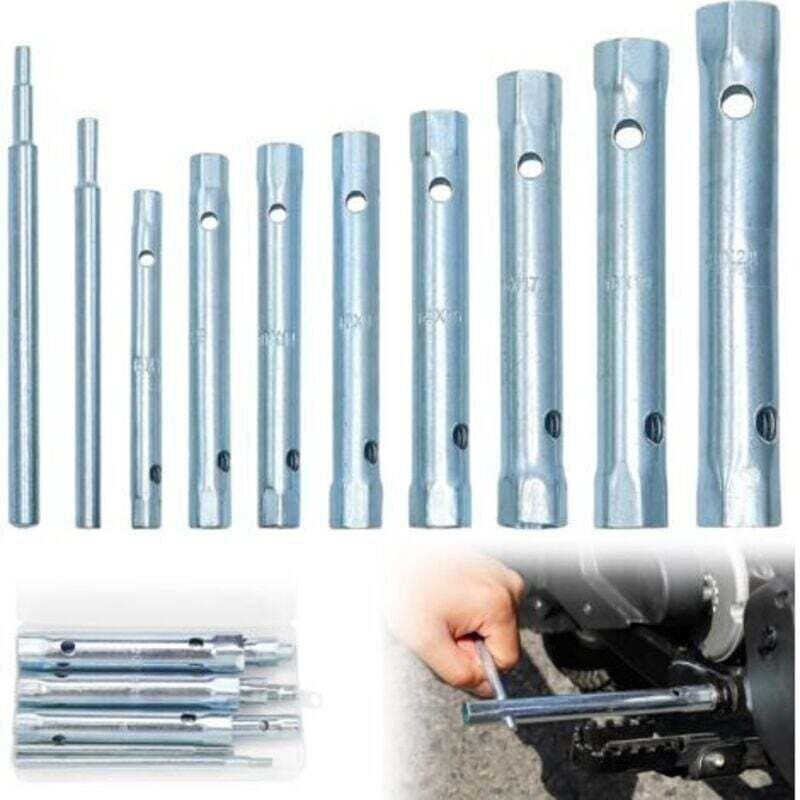 10-teiliger Rohrschlüsselsatz 6-22 mm - mit zwei Rohren - Zündkerzenschlüssel zum Festziehen von Zündkerzen, Aus-/Einbau...