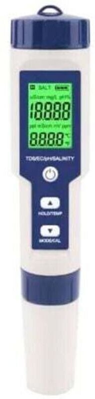 Salzgehaltsmessgerät für Schwimmbäder, 5-in-1 digitales Meerwasser-Salzgehaltsmessgerät, wasserdichtes Testset (IP67)