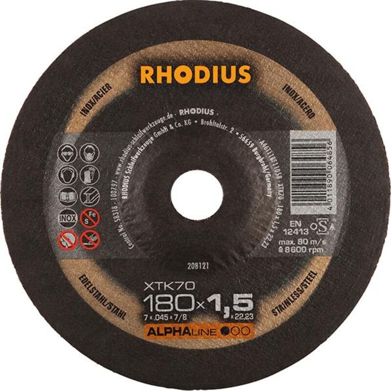RHODIUS XTK70, 25 Stück, 180 x 1,5 mm, Trennscheibe