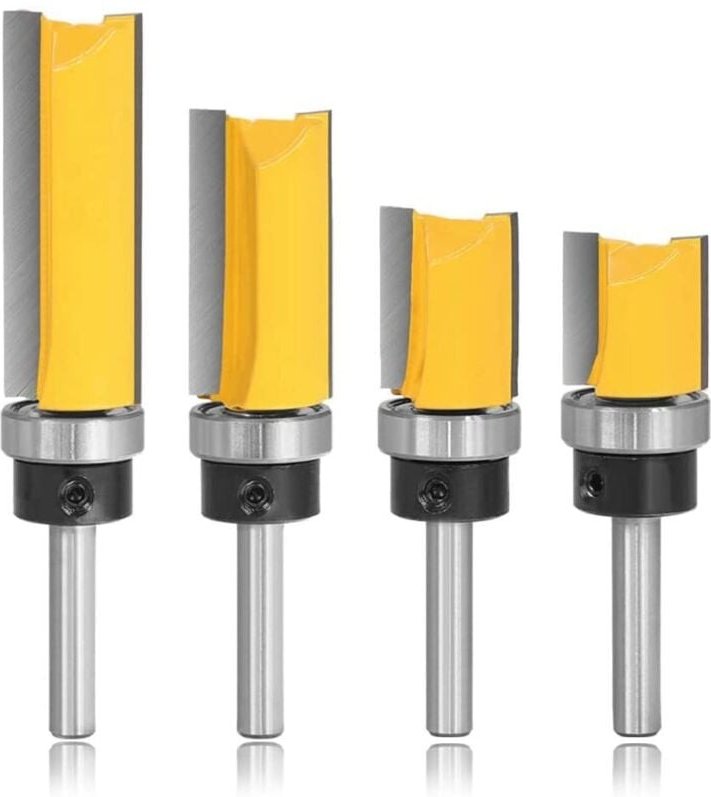 Sollbry - Stück Kopierfräser mit 8 mm Schaft, gerader Bündigfräser mit Lager, Holzbearbeitungs-Kopierfräser, Trimmfräser...