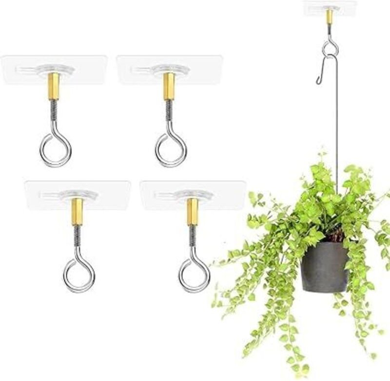 Stück selbstklebende Deckenhaken ohne Bohren, transparente Haken zum Aufhängen von Pflanzen mit Edelstahlhaken für die D...