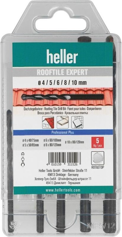 HELLER Dachziegelbohrer-Satz ROOFTILE EXPERT 5-tlg., 4/5/6/8/10mm