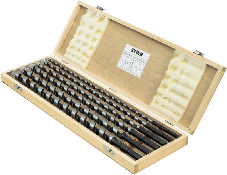 Schlangenbohrer Tieflochbohrer Set 6-teilig 385 / 460 mm 10 - 20 mm Federstahl, Holzbohrer, Holzspiralbohrer, C67E-Feder...