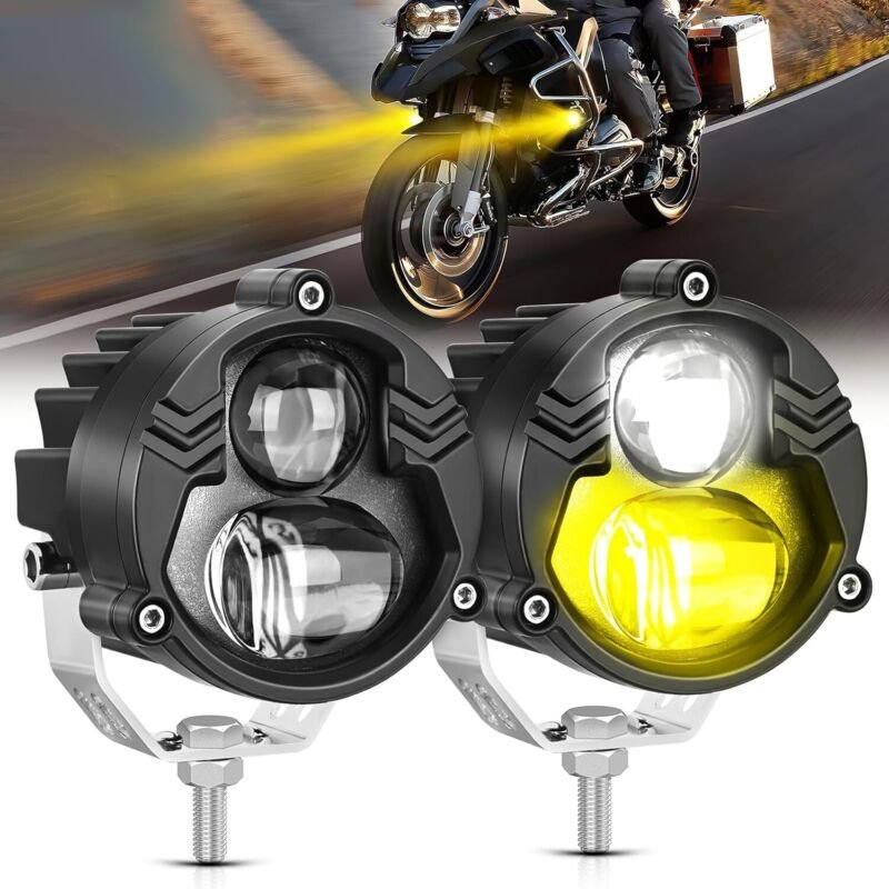 2,7-Zoll-Motorrad-Zusatzscheinwerfer, weiß-gelb, Spot und Nebelscheinwerfer, LED-Pods, IP67wasserdicht, Offroad-Zusatzbe...