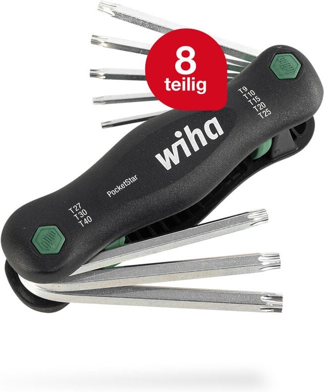 Multitool PocketStar® torx 8-tlg., per Tastendruck schneller Zugriff, als Längs- und Quergriff einsetzbar, all-in-one We...