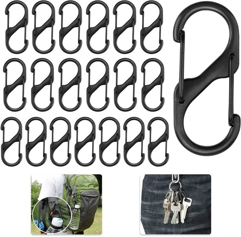 Sollbry - Karabiner, kleiner Karabiner, 30 Stück Mini-Karabiner, S-Karabiner, Doppelfeder-Schlüsselanhänger-Clips, S-för...