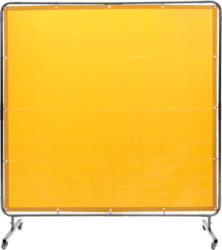 Mophorn - 6' x 6' Schweißschutzwand mit Rahmen, flammhemmender Vinyl-Schutzschirm auf 4 Lenkrollen (2 feststellbar), bew...