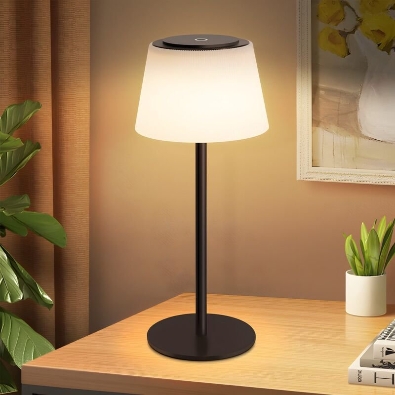 Thumbnail - Tischlampe Kabellos Nachttischlampe Akku - led Tischleuchte Touch Dimmbar Lampe mit usb Aufladbar Schwarz 3600mhA Batter...