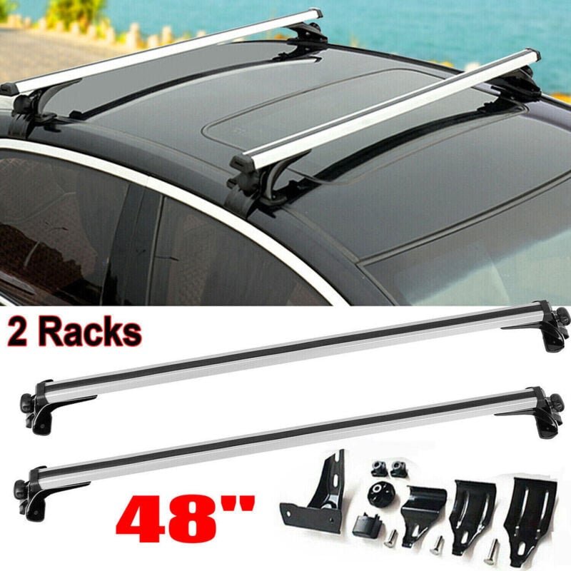 48 Zoll 2-teilige Universal-Querträger Dachgepäckträger 75 kg/165 lbs verstellbare Gepäckschienen aus Aluminium