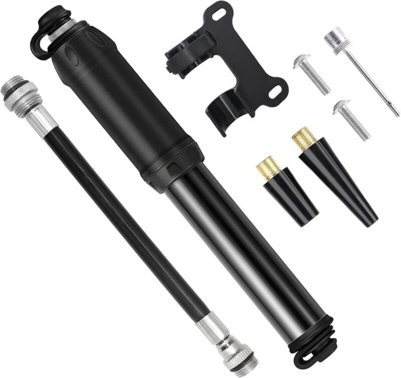 Thumbnail - Tragbare Mini-Fahrradpumpe, 100 PSI Hochdruck-Fahrradluftpumpe, kompatibel mit P-Resta- und S-Chrader-Ventilen, Rahmenmo...