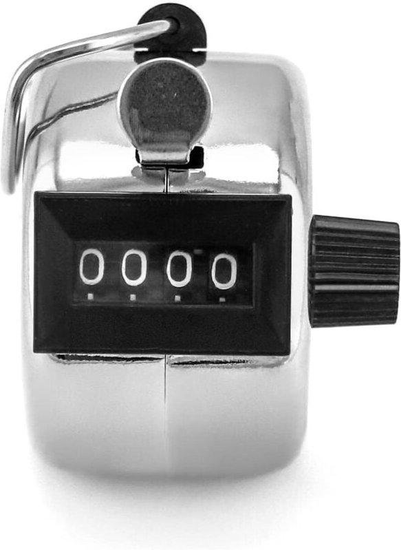 1 Stück vierstelliger Handzähler aus Metall, handgehaltener mechanischer digitaler Klickerzähler für Sportstadien, Train...
