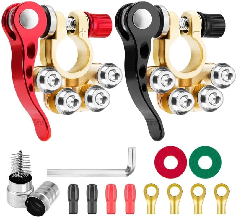 12 V/24 V Batterieklemmen-Anschlüsse, Hobby-Batterieklemmen, Schnellverschluss-Batterieklemmen, positiv negativ für Auto...