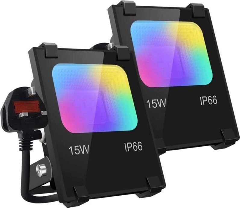 LED-Flutlichter für den Außenbereich, 15 w Bluetooth Smart APP-Steuerung, Farbwechsel rgb 100 w entspricht IP66, uk 3-Pl...