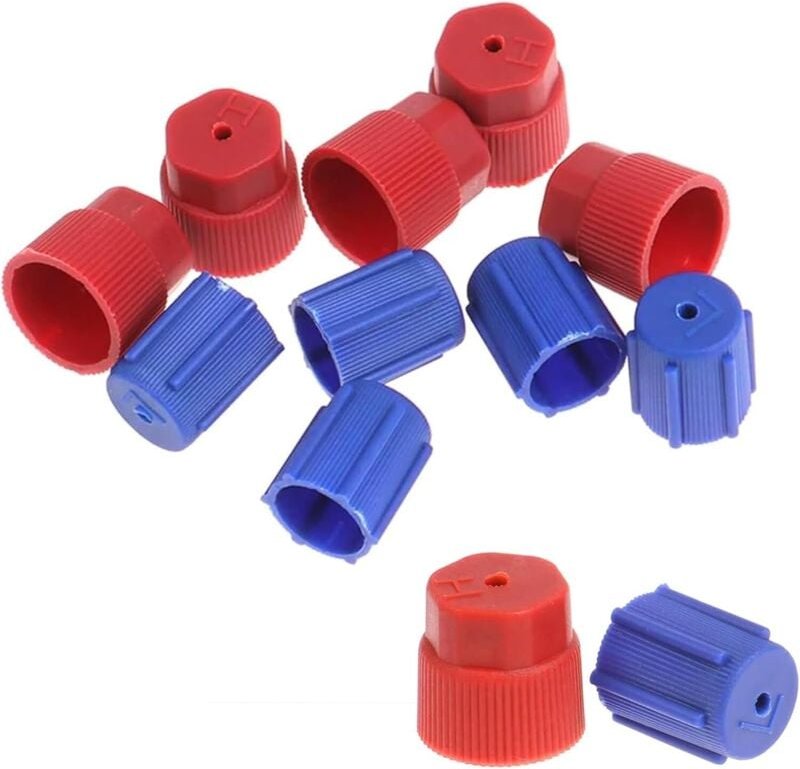 10 Stück Auto-Klimaanlagenkappen R134a Klimaanlagen-Service AC-System-Ladekappen Hoch- und Niederdruck-Ladeanschlusskapp...