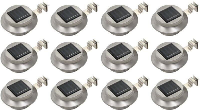vidaXL Solar-Außenleuchten 12 Stk. LED Rund 12 cm Weiß